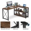 L-Shaped Desk, Reversible Corner Computer Desk with Shelves - Image 7