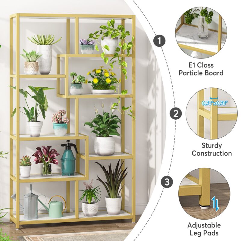 Bookshelf, 8-Open Shelf Etagere Bookcase Storage Organizer - Image 6