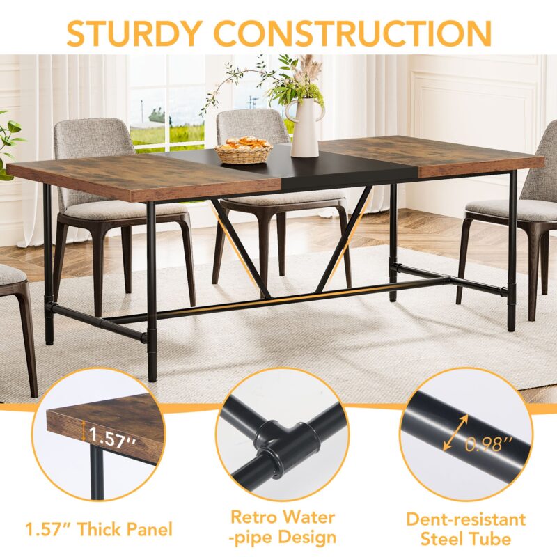 Dining Table, Industrial Breakfast Dinner Table for 6-8 people - Image 6