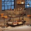 Home Bar Unit, 3-Tier L-Shaped Liquor Bar Table with Glass Holders - Image 4