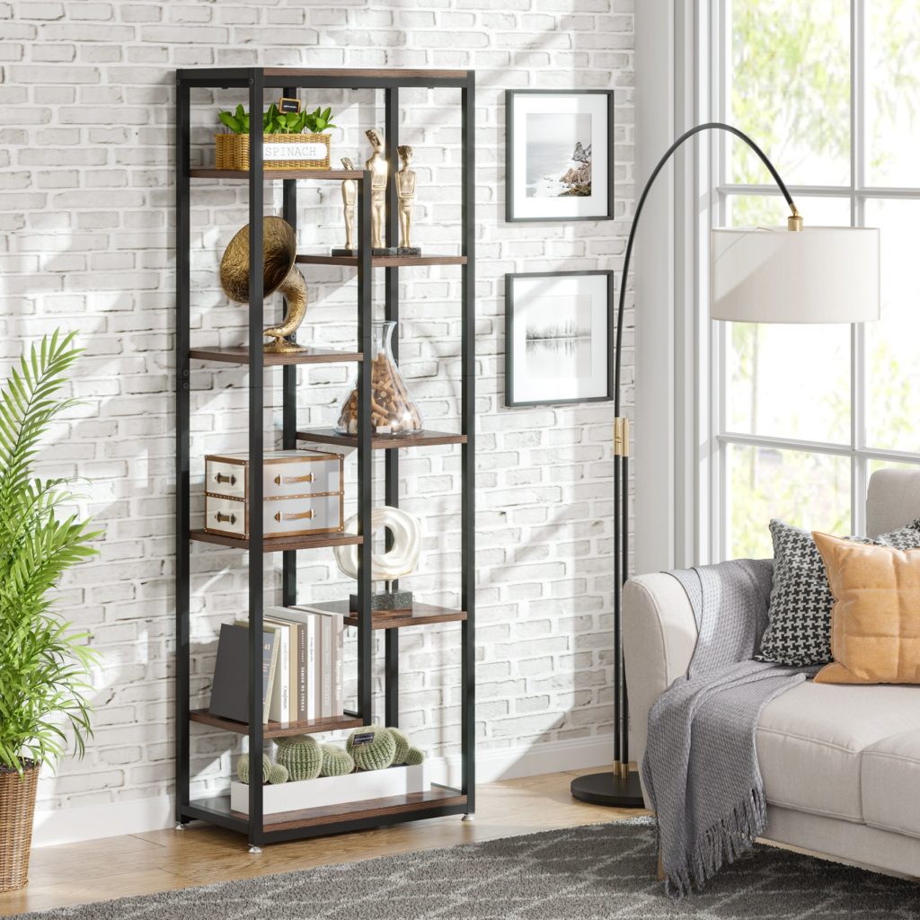 Farmhouse Bookcase 72'' Arched Storage Cabinet With Beech