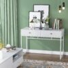 Computer Desk with 2 Drawers, Multifunctional Study Writing Desk - Image 9