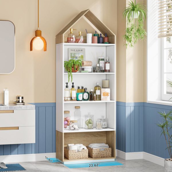 Bookshelf, 5Shelf Skinny Cube Bookcase Display Shelving Unit