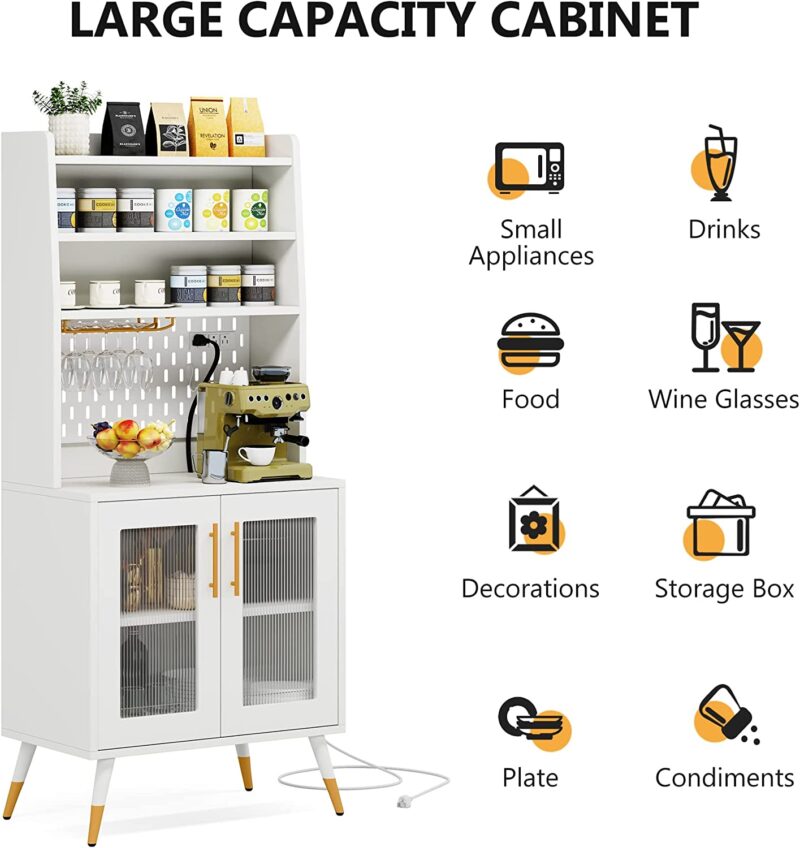 Kitchen Baker's Rack, 6 Tier Storage Cabinet with Power Outlet - Image 7