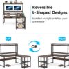 L-Shaped Desk, 59" Reversible Corner Desk with Storage Shelves - Image 5