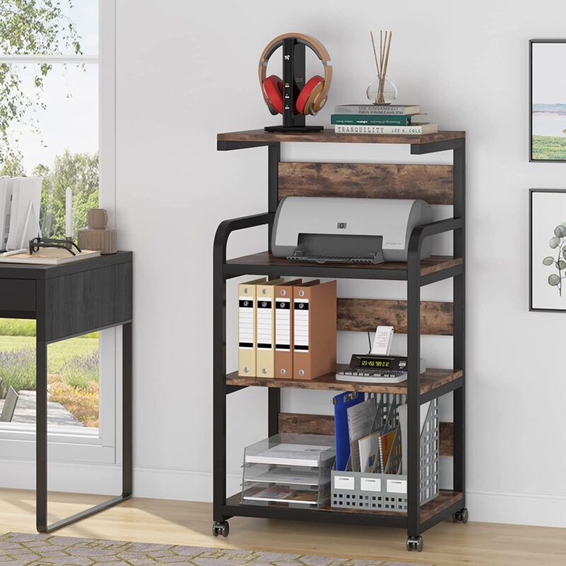 Printer Stand, 4-Shelf Mobile Printer Cart with Storage Shelves - Image 10
