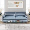End Table, Round Sofa Side Table Coffee Table with Gold Metal Frame - Image 9