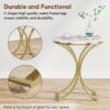End Table, Round Sofa Side Table Coffee Table with Gold Metal Frame - Image 6
