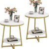 End Table, 2 Tier Round Nightstand Bedside Table - Image 7