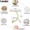 End Table, 2-Tier Round Faux Marble Sofa Side Table - Image 5
