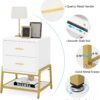 Nightstand, Modern Bedside End Table with 2 Drawers & Shelf - Image 6