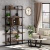Bookshelf, 5-Tier Industrial Bookcase Display Storage Shelf - Image 4