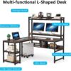L-Shaped Desk, 59" Reversible Corner Desk with Storage Shelves - Image 7
