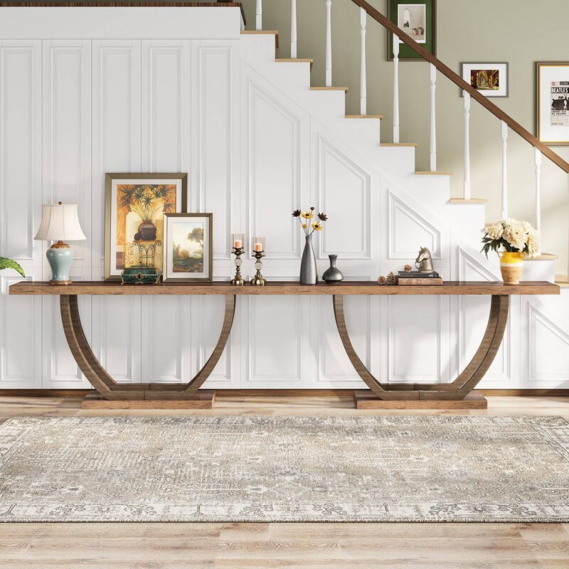 Console Table, 63 Inch 2-Tier Farmhouse Entryway Sofa Table - Image 5