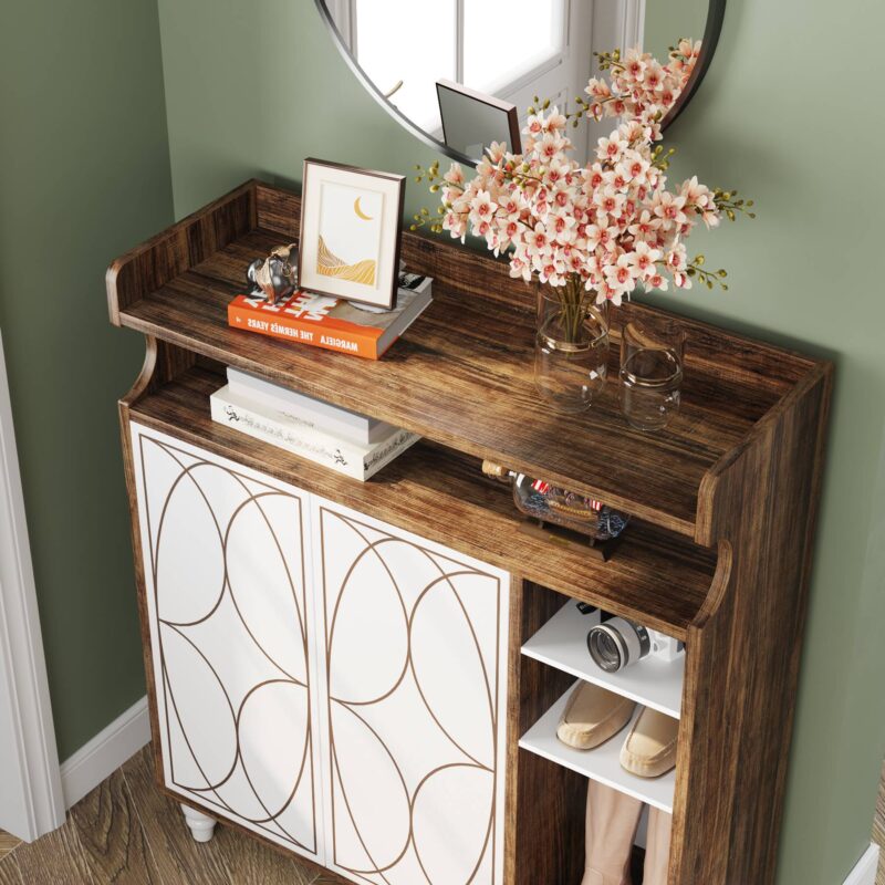 Shoe Cabinet, Shoe Organizer with Doors & Adjustable Shelves - Image 5