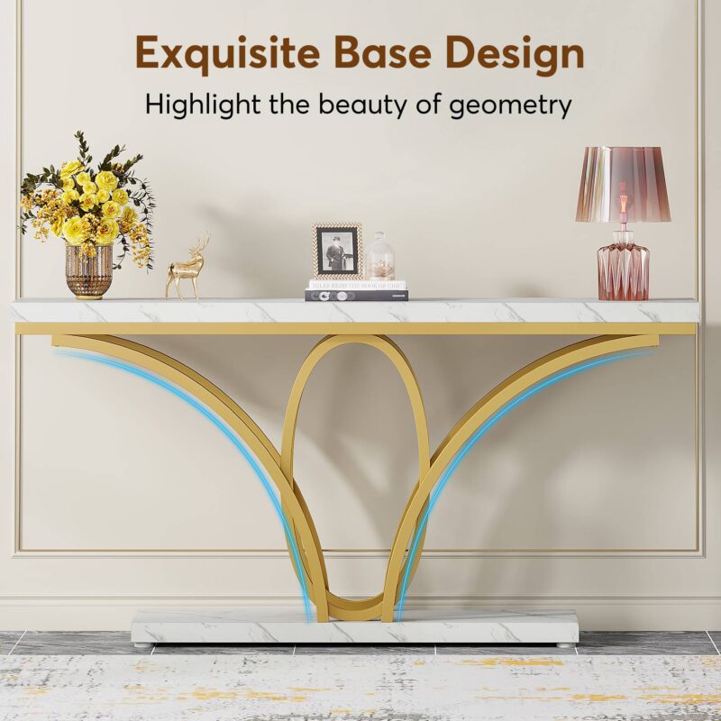 Console Table, 70.9 inch Faux Marble Sofa Entryway Table - Image 6