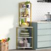 Corner Shelf, 60 Inch Corner Bookshelf Ladder Shelf Plant Stand - Image 11