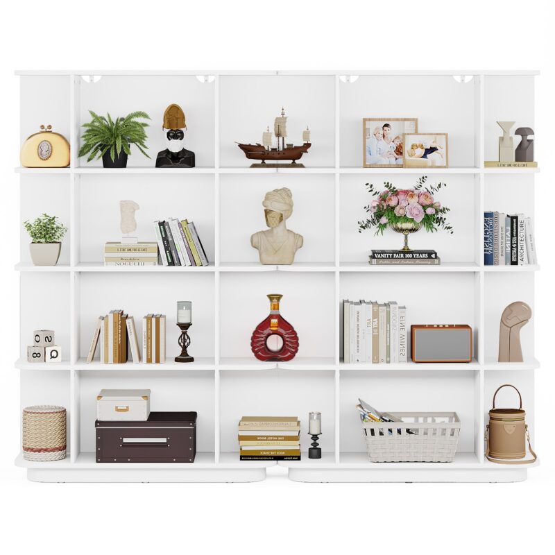 Bookshelf, Modern 5-Shelf Cube Etagere Wood Bookcases - Image 6