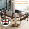 Lift Top L-Shaped Desk, Corner Computer Desk with Storage Shelves - Image 5