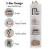 Corner Shelf, 5 Tier Wood Wall Corner Bookshelf Storage Rack - Image 6