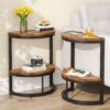 End Table, Half Round Narrow Side Table with Metal Frame - Image 9