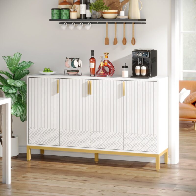 Sideboard Buffet, 59" Luxury Buffet Storage Cabinet with 4 Doors - Image 5