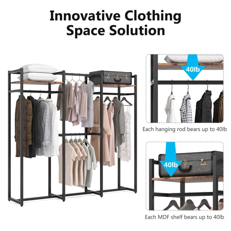Freestanding Closet Organizer, Large Garment Clothes Rack - Image 6