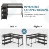 L-Shaped Desk, 53" Reversible Corner Desk with Shelves and Monitor Stand - Image 6