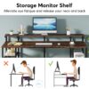Computer Desk, 63" Writing Desk with Monitor Stand & Storage Shelves - Image 4