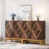 Sideboard Buffet Set of 2, Accent Console Cabinet with Adjustable Shelf