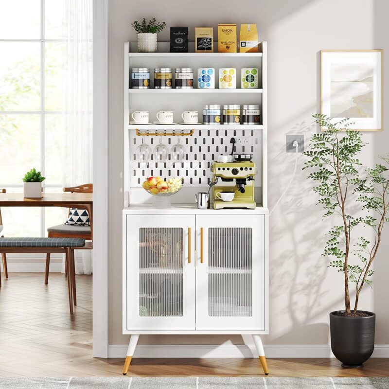 Kitchen Baker's Rack, 6 Tier Storage Cabinet with Power Outlet