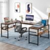 U-Shaped Desk with Bookshelf and Tiltable Drawing Board - Image 3