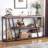 Console Table, Industrial 3-Tier Sofa Entryway Table with Open Shelves - Image 2