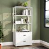 Bookshelf, 4 Tier Etagere Display Bookcase with 2 Drawers - Image 7