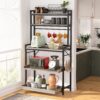Kitchen Baker’s Rack with Hutch, 5 Tier Wood Microwave Oven Stand - Image 3