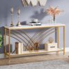 Console Table, 70.9" Faux Marble Entryway Table with 2 Tier Storage Shelf