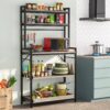 Kitchen Baker’s Rack with Hutch, 5 Tier Wood Microwave Oven Stand - Image 2