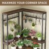 Corner Plant Stand, 67" Tall Flower Shelf with 15 Hanging Hooks - Image 6