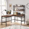 L-Shaped Desk, 67" Computer Writing Desk with Hutch, Rustic - Image 2