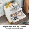 Nightstand, 26" Bedside Table with Drawer & Large Cabinet - Image 4