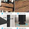 Bookshelf, 4-Tier Industrial Bookcase with 2 Drawers & LED Light - Image 6