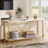 Console Table, 70.9" Faux Marble Entryway Table with 2 Tier Storage Shelf - Image 2