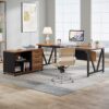 L-Shaped Desk, 70.8" Executive Desk with 35.4" File Cabinet