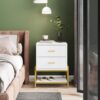 Nightstand, Modern Bedside End Table with 2 Drawers & Shelf - Image 4
