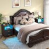 Nightstand, 2 Drawers Beside Table with LED Lights and Shelves - Image 9