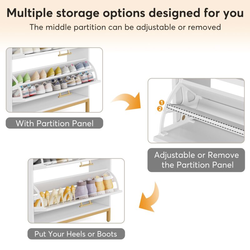Shoe Cabinet, Flip Drawer Shoe Organizer and Coat Rack Set - Image 6
