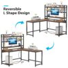 L-Shaped Desk, Reversible Corner Computer Desk with Power Outlet - Image 7
