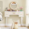 Makeup Vanity with 3 Drawers & 3-Color Round Smart Touch Mirror - Image 4