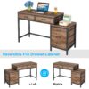 Computer Desk, Study Writing Table with Drawers & File Cabinet - Image 4