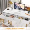 Computer Desk, 47 inch Modern Study Table with 2 Drawers - Image 5